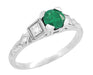 Carved Design on Vintage Emerald Engagement Ring - R155