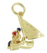 Enameled Movable Dutch Clog Sailboat and Lovers Vintage Charm in 14 Karat Gold