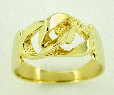 Figaro Link Ring in 14 Karat Gold