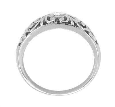 Edwardian Filigree Diamond Ring in 14 Karat White Gold - Item: R197-LC - Image: 2