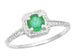 Art Deco Emerald Scrolls Engraved Filigree Engagement Ring in 14 Karat White Gold