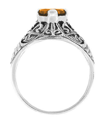 Edwardian Filigree 1 Carat Citrine Promise Ring in Sterling Silver - Item: SSR5 - Image: 2