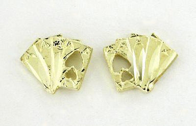 Four Aces Stud Cards Earrings in 14 Karat Yellow Gold