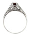 Art Deco Filigree Engraved Almandine Garnet Promise Ring in Sterling Silver
