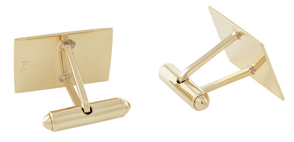 Vintage 1950's Engraved Cufflinks in 14K Yellow Gold | Retro Engravable Initials Cuff Links - Item: GCL161 - Image: 3