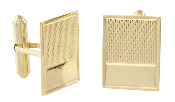 Vintage 1950's Engraved Cufflinks in 14K Yellow Gold | Retro Engravable Initials Cuff Links - Item: GCL161 - Image: 2