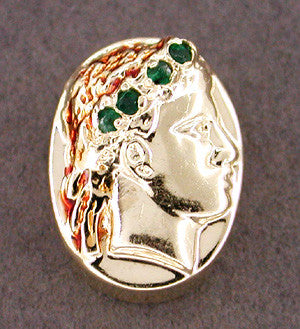 Greco-Roman Classical Profile Slide Set with Emeralds in 14 Karat Gold