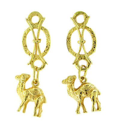 Vintage Dangling Camel Earrings in 18 Karat Yellow Gold