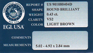 0.43 Carat Natural Cappuccino Color Fancy Loose Light Brown Diamond | Round Brilliant VS2 Clarity - alternate view
