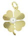 Lucky 4 Leaf Clover Charm Pendant Set with Pearl in 14 Karat Gold