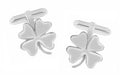Lucky Four Leaf Clover Shamrock Cufflinks in Sterling Silver