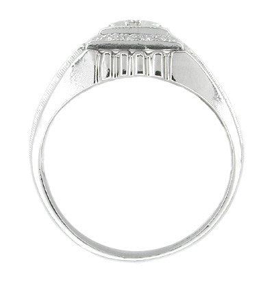 Men's Tiered Art Deco Diamond Ring in 14 Karat White Gold - Item: MR118-LC - Image: 2