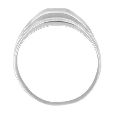 1950's Design Men's Mid Century Retro Moderne Diamond Ring in 14 Karat White Gold - alternate view
