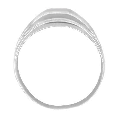 1950's Design Men's Mid Century Retro Moderne Diamond Ring in 14 Karat White Gold - Item: MR116-LC - Image: 2