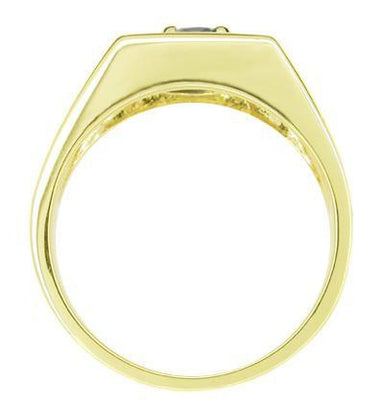 Men's Royal Blue Sapphire Ring in 14 Karat Yellow Gold - alternate view