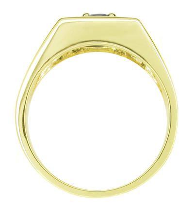 Men's Royal Blue Sapphire Ring in 14 Karat Yellow Gold - Item: MR102 - Image: 2