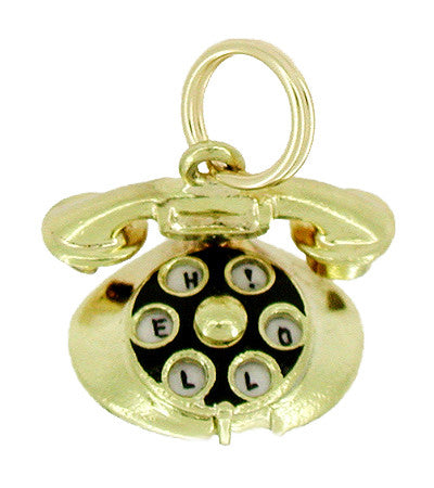 Movable Dial Telephone Charm in 14 Karat Gold