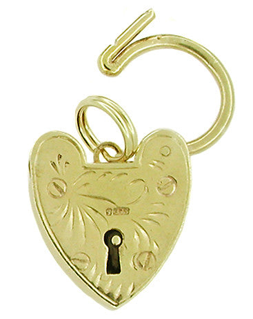 Movable Heart Shaped Lock Charm in 9 Karat Gold - alternate view