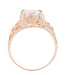 Emerald Cut Morganite Edwardian Filigree Engagement Ring in 14 Karat Rose ( Pink ) Gold