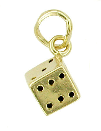 Small Good Luck Dice Charm in 14K Yellow Gold
