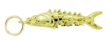 Movable Wriggling Fish Charm in 14 Karat Gold