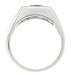 High Polish Side of Vintage Men's Blue Sapphire Ring in 14K White Gold- MR102W