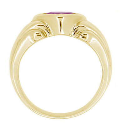 Geometric Art Deco Men's Amethyst Ring in 14 Karat Yellow Gold - alternate view