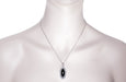 Art Deco Onyx and Diamond Filigree Pendant Necklace in Sterling Silver