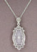 Art Deco Filigree Crystal and Diamond Set Pendant Necklace in 14 Karat White Gold