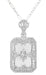 14K White Gold Art Deco Filigree Camphor Crystal & Diamond Rectangular Antique Pendant Necklace - N107W