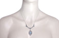 Art Deco Filigree Antique Style Blue Topaz Dangle Drop Pendant Necklace in Sterling Silver