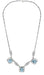 Art Deco Filigree Blue Topaz 3 Drop Necklace in Sterling Silver