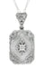 Art Deco Filigree Scrolls Starburst Crystal and Diamond Pendant Necklace in 14 Karat White Gold