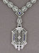Art Deco Filigree Drop Pendant Necklace Set with Sapphire and Diamonds in 14 Karat White Gold