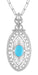 Art Deco Turquoise Filigree Oval Pendant Necklace in Sterling Silver