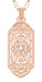 Art Deco Filigree Rose Gold Vermeil Geometric White Sapphire Pendant Necklace in Sterling Silver