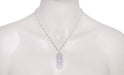 Art Deco Floral Filigree Aquamarine Pendant Necklace in Sterling Silver