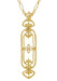 Yellow Gold Vermeil Vintage Art Nouveau Fleur de Lys Filigree Diamond Pendant Necklace - Cartouche Shape - N164YD