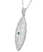 1920's Vintage Style Filigree Emerald Leaf Pendant Necklace in Sterling Silver