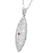 1920's Art Deco Dangling Leaf Filigree Ruby Necklace in Sterling Silver