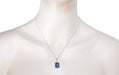 Art Deco Filigree Royal Blue Sun Ray Crystal Pendant Necklace with Sapphire and Diamond in Sterling Silver