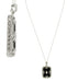 Art Deco Filigree Onyx Pendant Necklace with Diamond in 14 Karat White Gold