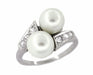 1950's Retro Pearl and Diamond Vintage Bypass Ring in 14 Karat White Gold
