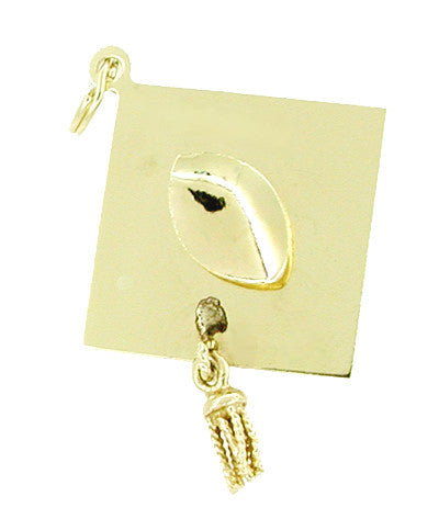 Pearl Set Graduation Cap Pendant Charm with Movable Tassel in 14 Karat Gold - Item: C233 - Image: 2