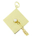 Pearl Set Graduation Cap Pendant Charm with Movable Tassel in 14 Karat Gold