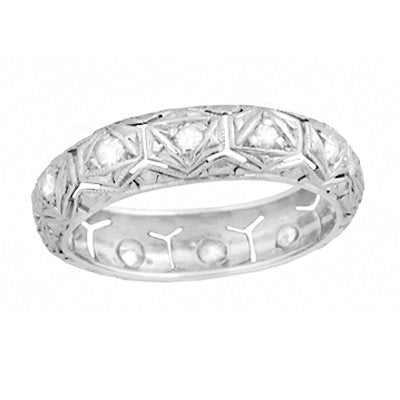 Art Deco Thomaston Antique Platinum Filigree Diamond Wedding Ring - Size 6