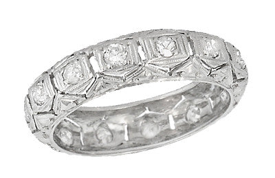 Vernon Art Deco Vintage Eternity Diamond Wedding Band in Platinum - Size 6