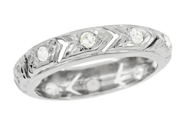 Amston Art Deco Vintage Diamond Wedding Band in Platinum - Size 7 - 4.7mm Wide
