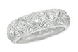 Art Deco Hopewell Vintage Platinum Filigree Diamond Wedding Band - Size 9