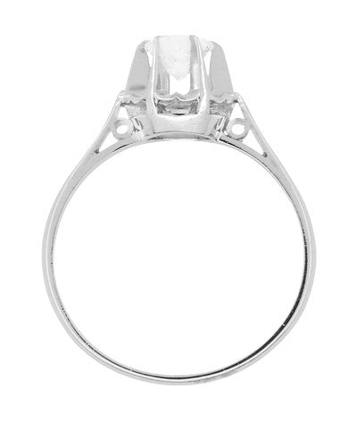1950's Retro Moderne Buttercup Vintage Diamond Engagement Ring in Platinum - Item: R1046 - Image: 3